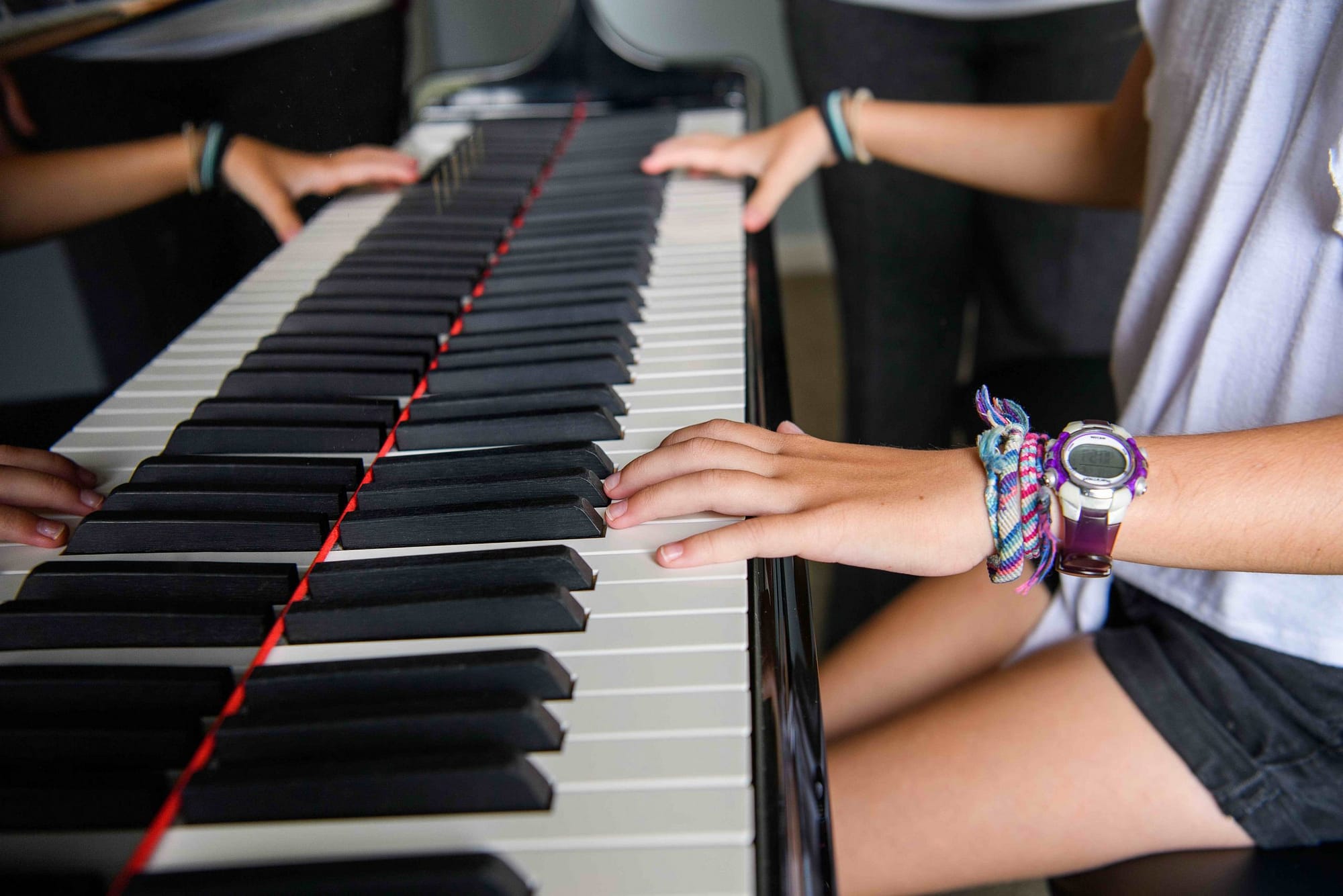 Recreational piano student hands